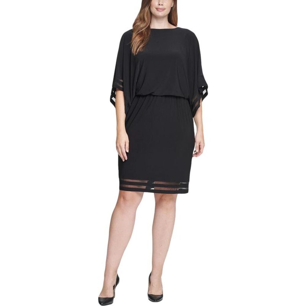 Black Batwing Sleeve Sheath Dress - Women
